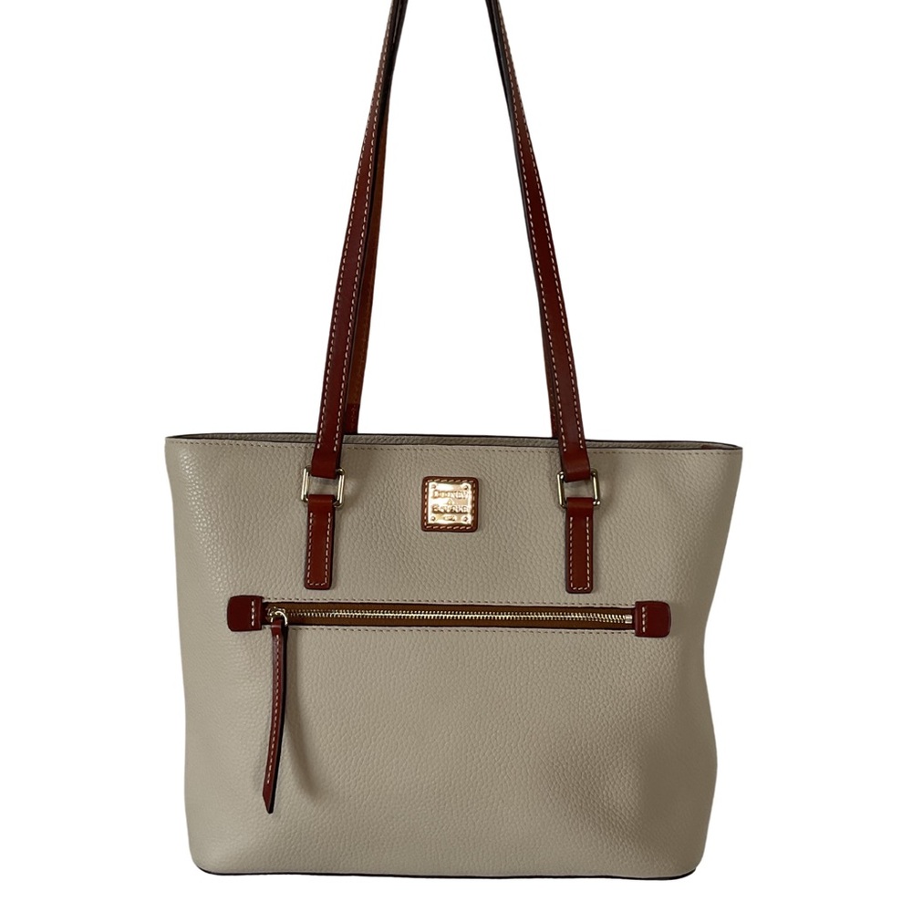 Dooney & Bourke Cream and Brown Tote Bag with Leather Accents